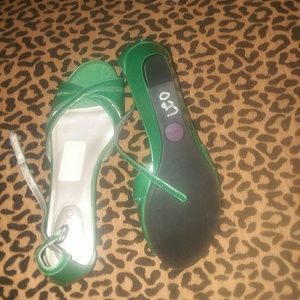 green low heel shoes